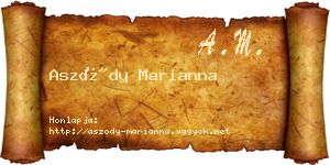 Aszódy Marianna névjegykártya
